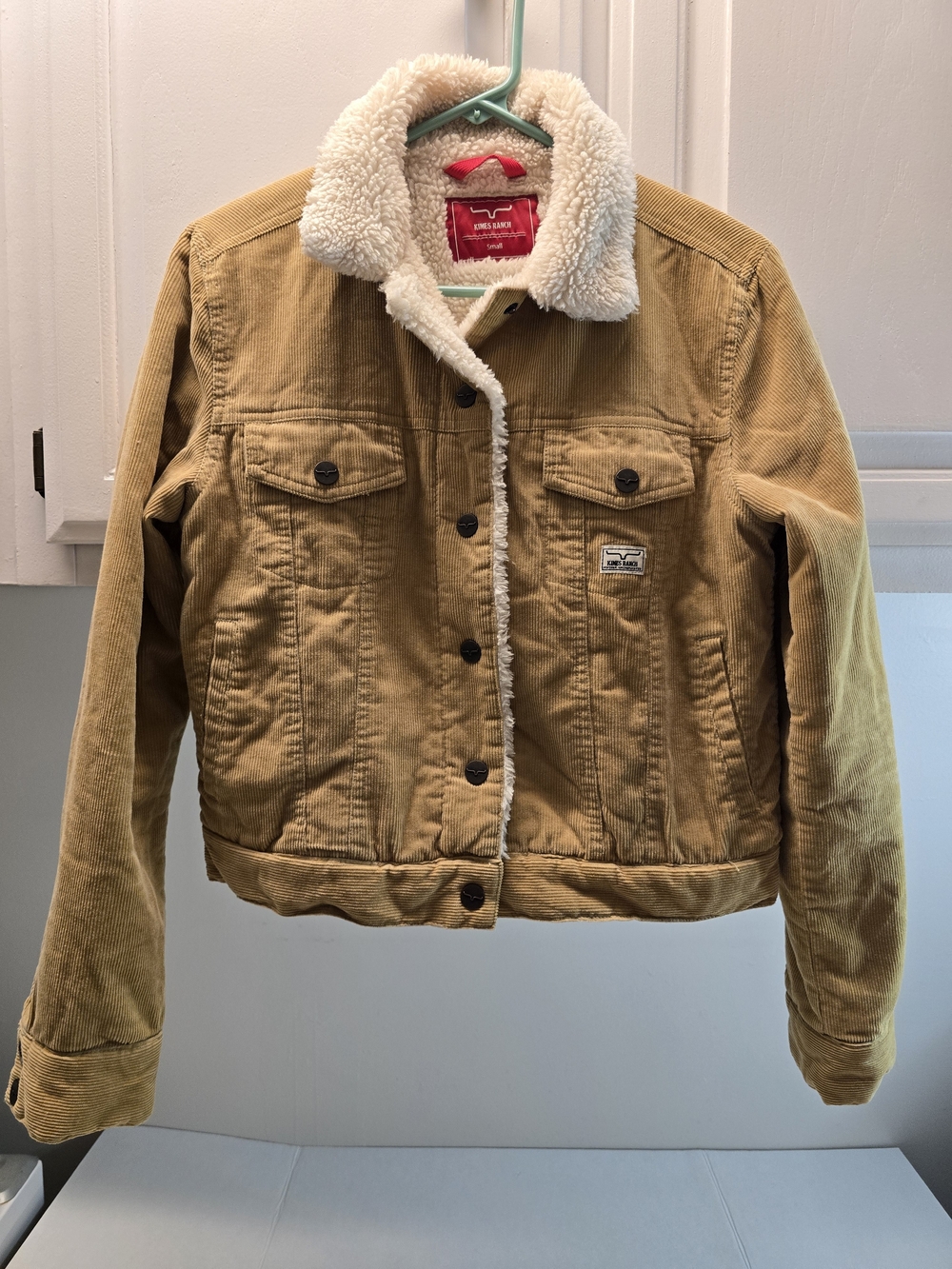 Kimes Ranch Women's Tan Corduroy Teddy-Lined Jacket with Cream Collar